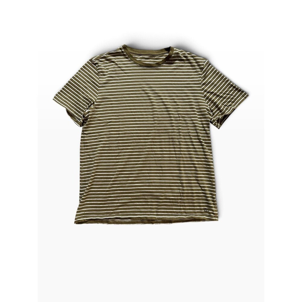 Everlane Organic Cotton Box Cut Tee Womens Large Crewneck Striped Green Shirt